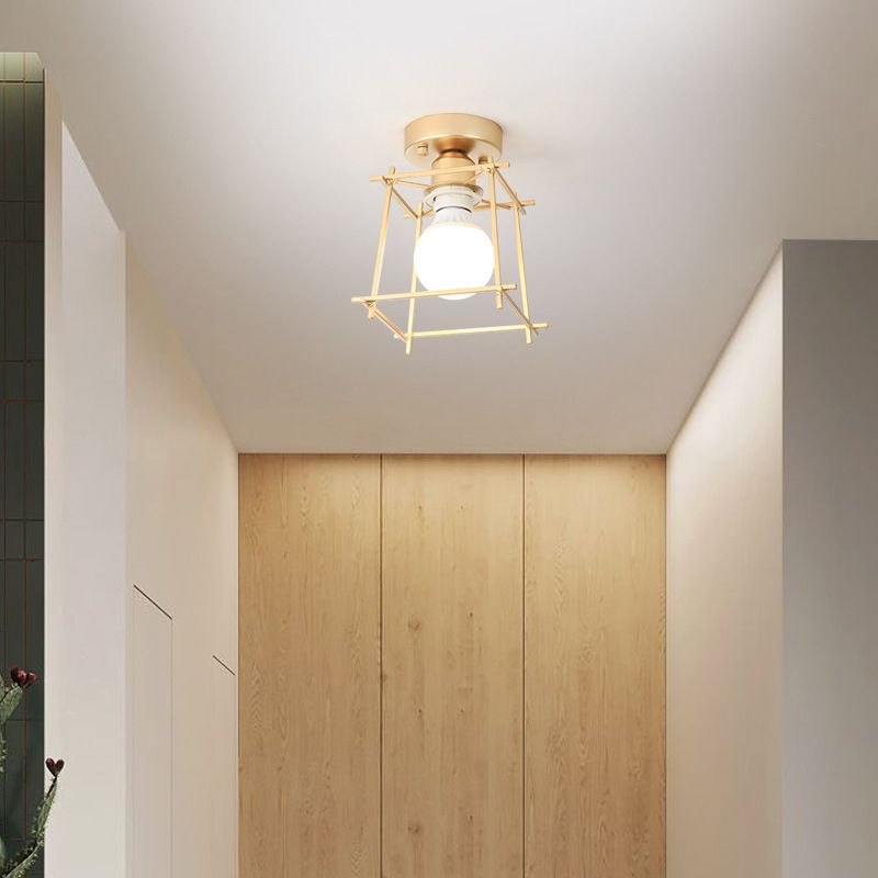 Contemporary Single Golden Flush Mount Lighting Metallic Ceiling Light for Bedroom