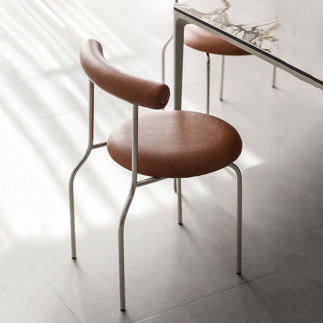 PU Leather Side Chair Modern Style Open Back Stackable Dining Side Chair