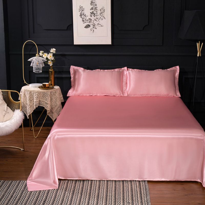 Non-Pilling Bed Sheet Solid Color Breathable Sateen Weave Fade Resistant Sheet Set