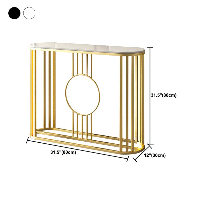 Marble Oval Console Table, 31.5"  Gold Metal Base Console Table for Hall