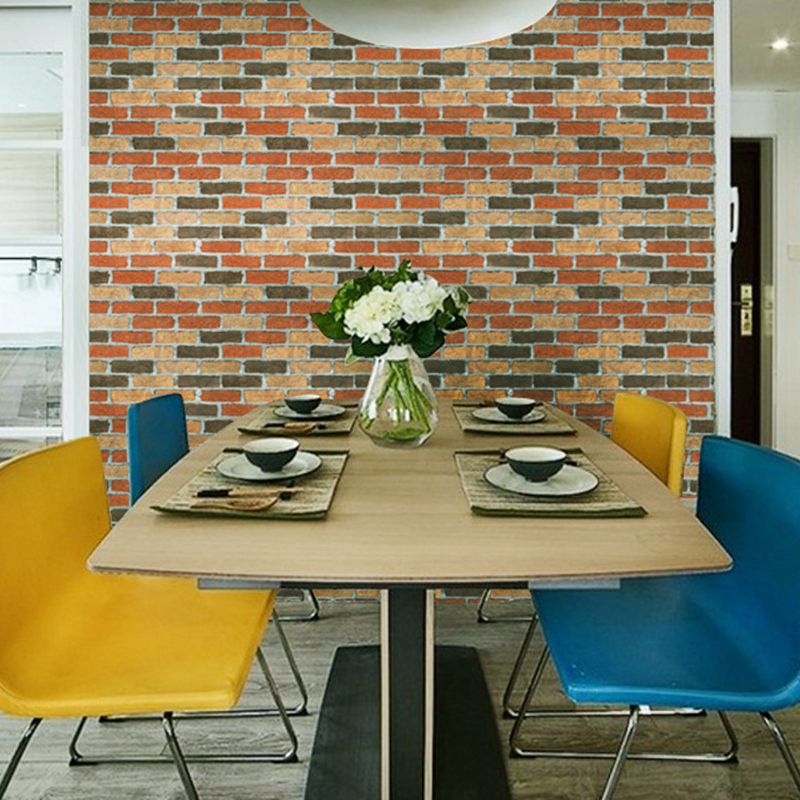 Industrial Brick Self-Adhesive Wallpaper Multicolored Removable Wall Art for Bedroom