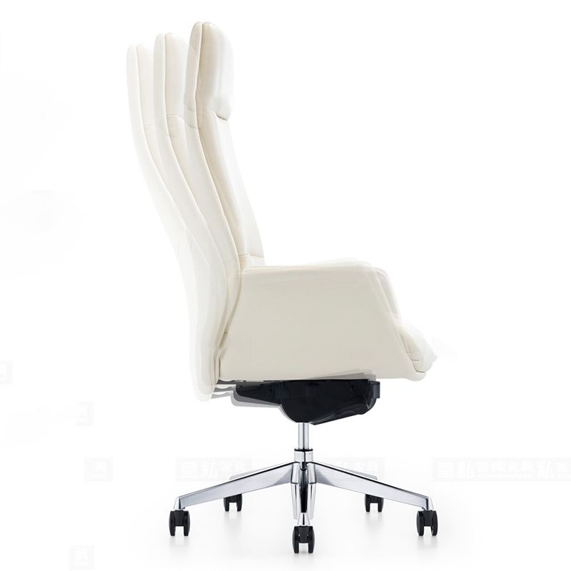 Contemporary White Leather Managers Chair Armless Upholstered Office Chair