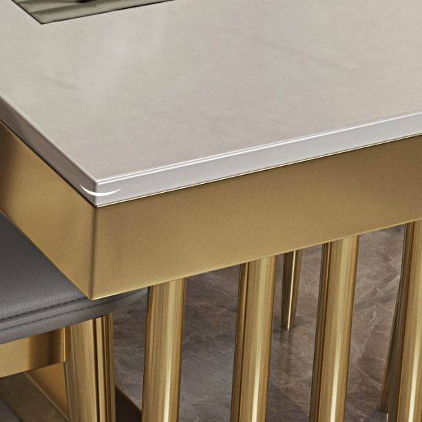 Metaal traditionele luxe rechthoekige tafel gesinterde stenen tafel met metalen schroefdeksel