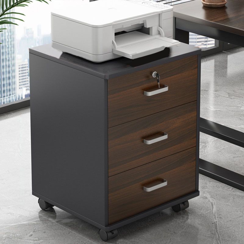 Modern File Cabinet Wood Lock Storage Filing Cabinet with Wheels