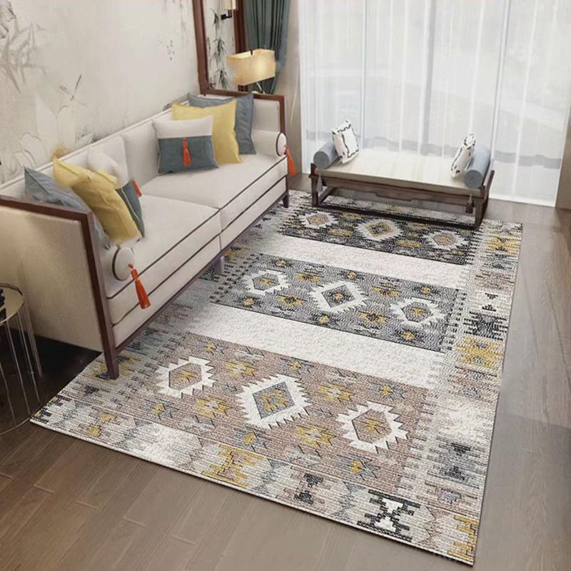 Tapis Brown Americana Match Polyester Bohemian Area Tapis de support sans glissement pour décoration intérieure