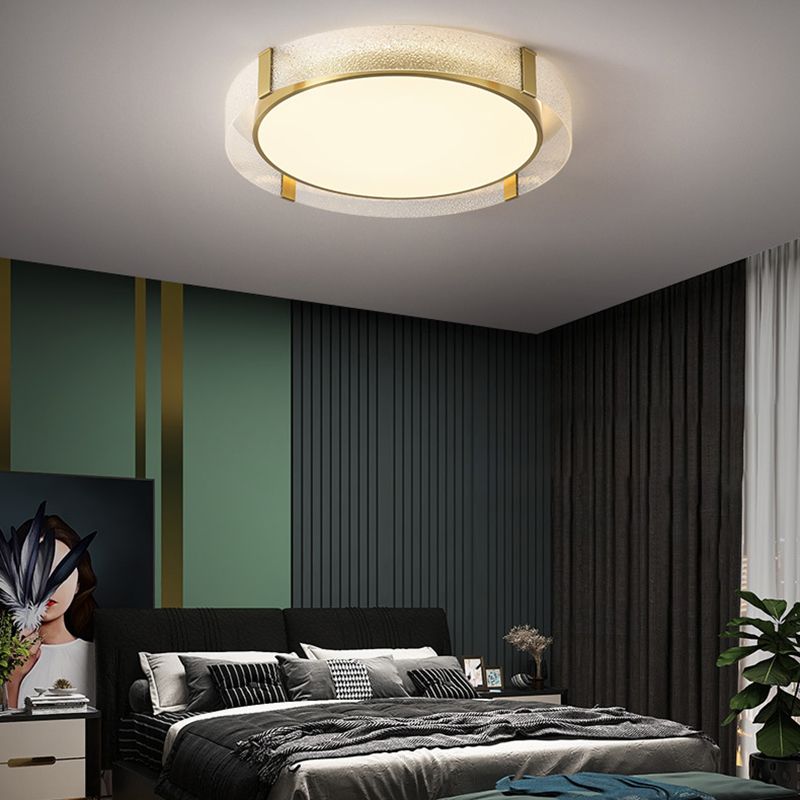 Modern Single Golden Flush Mount Lighting Round LED Ceiling Light for Bedroom