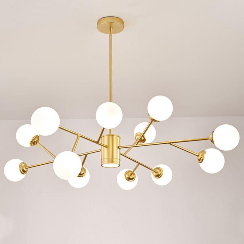 Chandelier MODELLE METAL METAL Multi Light Chandelier Pendant avec verre blanc