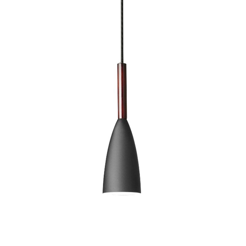 Elongated Dome Ceiling Suspension Lamp Nordic Metal 1 Head Black/White/Grey Pendant Lamp for Dining Room