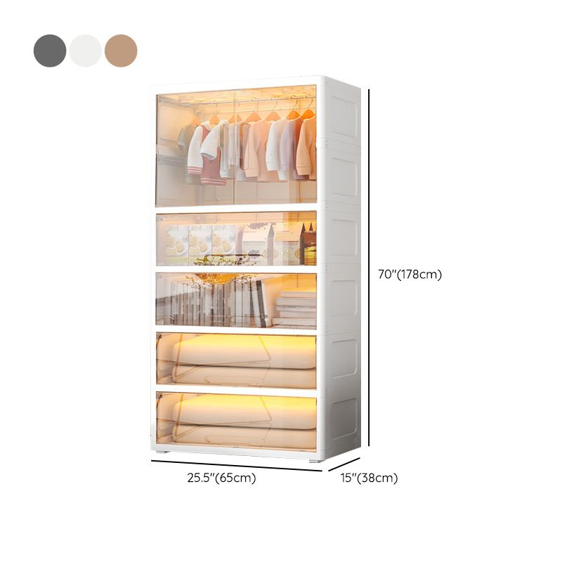 Modern Plastic Wardrobe Cloth Rod Included Kids Closet without LED Light