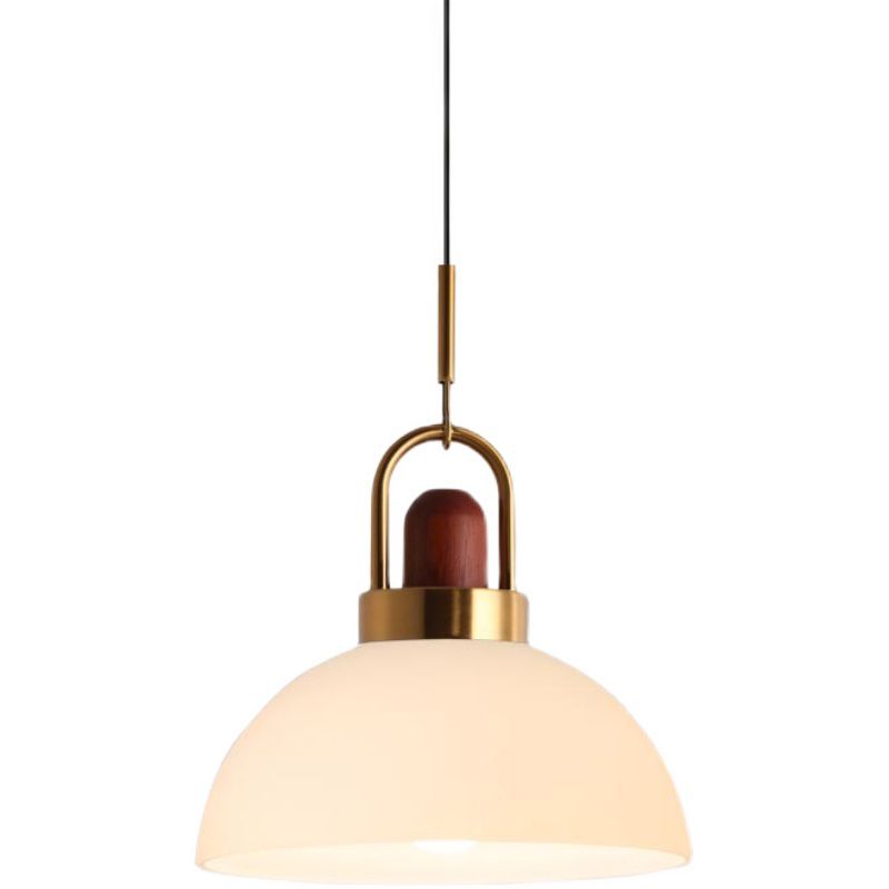 1 Light Industrial Style Pendant Lighting with White Glass Shade for Living Room