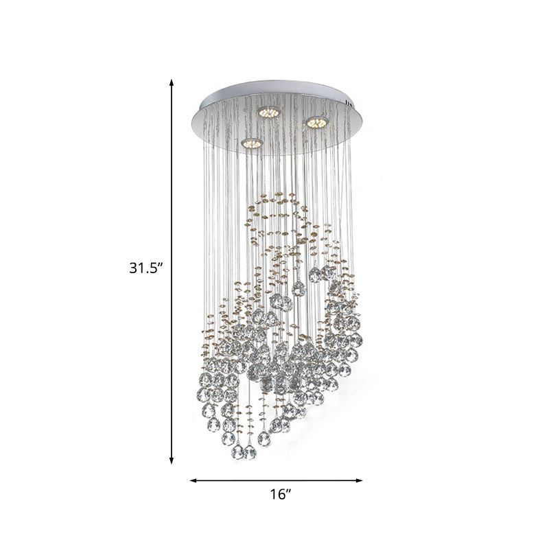 Crystal Balls Chrome LED Cluster Pendant Leaf Shaped Modernist Suspension Lighting for Bedroom