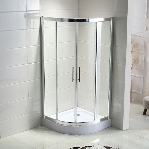 Stainless Steel Frame Finish Shower Kit with Fixed Panel and Door Handle