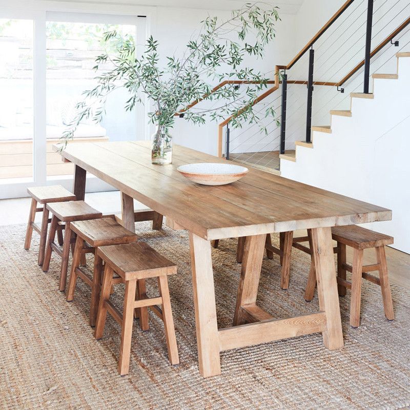 Dining Room Kitchen Table Modern Rectangle Pine Solid Wood Dinette Table