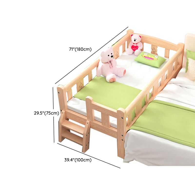 Modern Wooden Nursery Bed Solid Color Rectangle Crib with Storage