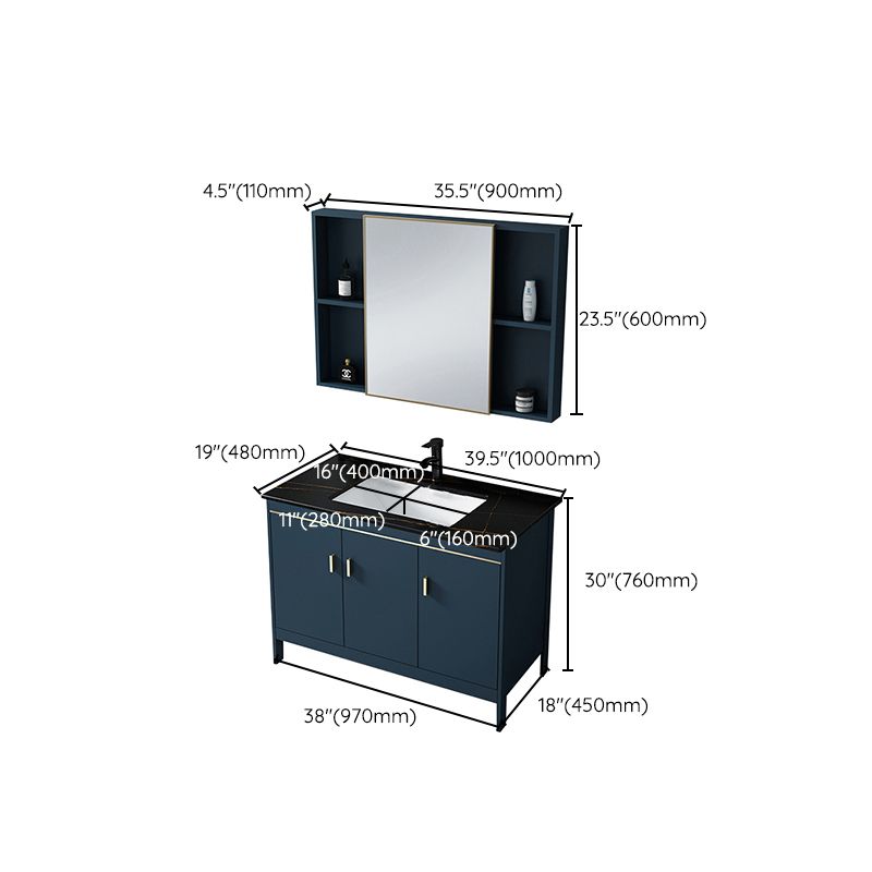 Bathroom Sink Vanity Rectangular Doors Drawers Faucet Vanity Sink with Mirror