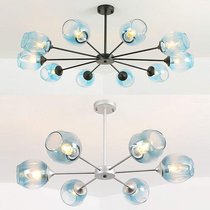 Radial Glass Chandelier Light Fixture Modern Style Chandelier Lamp for Living Room