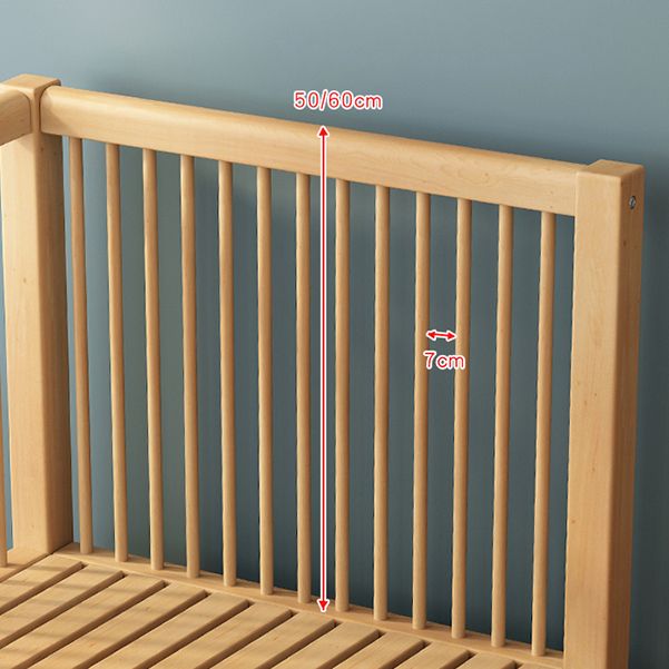 Scandinavian Wood Baby Crib with Guardrail and Mattress, Light Wood Crib