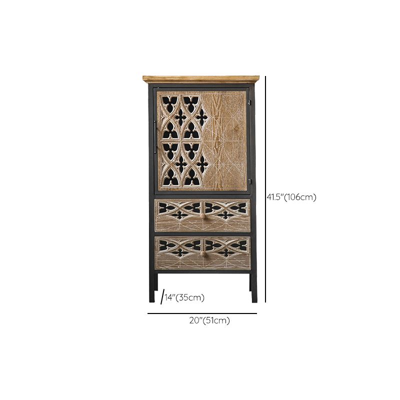 Industrial Accent Cabinet in Brown with Black Metal Legs Cabinet