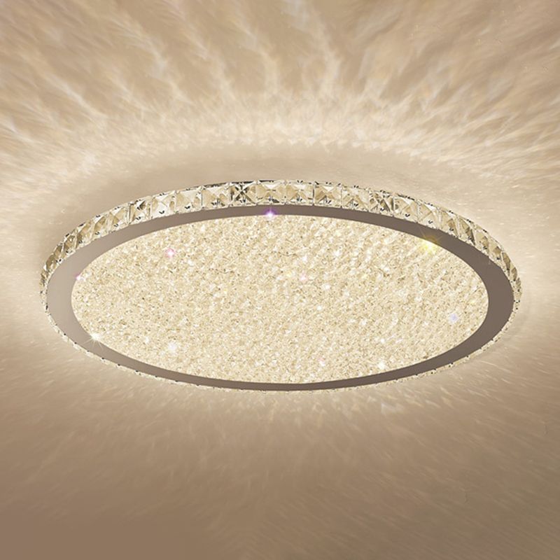 1 Light Circle Ceiling Lamp Modern Style Crystal Ceiling Lighting for Living Room