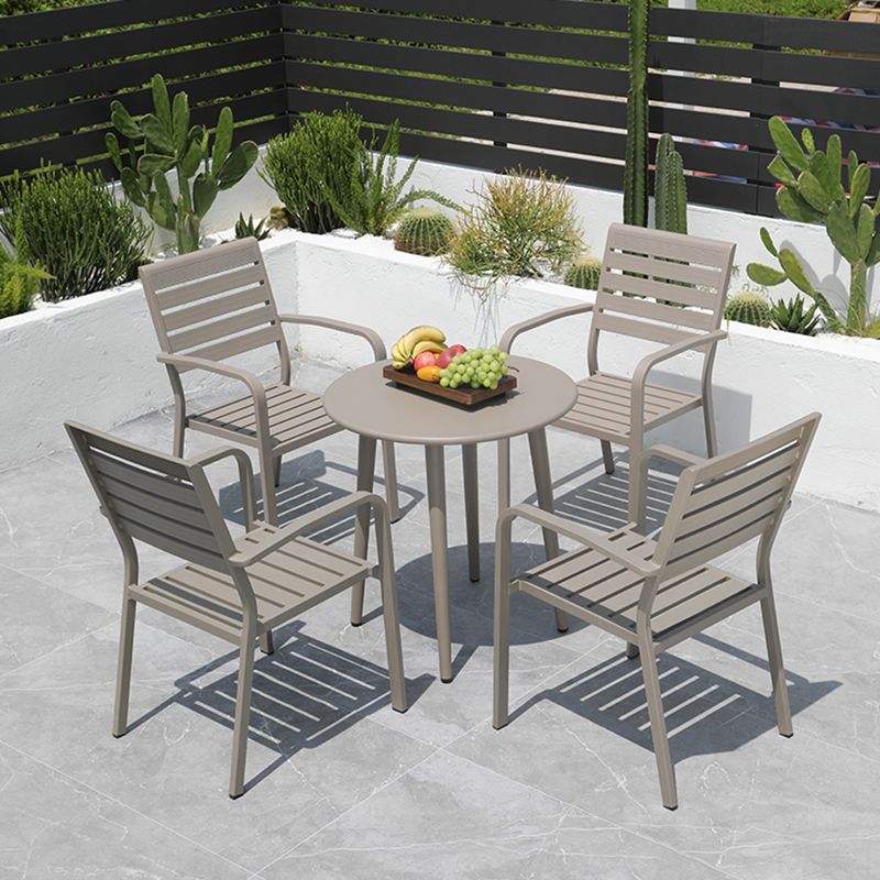 Grey Stacking Dining Side Chair Arms Included Outdoor Bistro Chairs