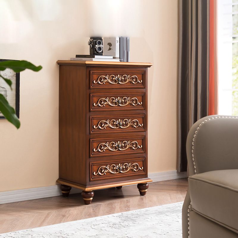 Traditional Vertical Chest Wooden Storage Chest with Drawers for Bedroom