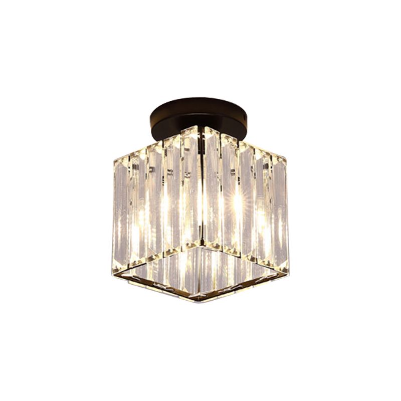 Modern Style Ceiling Light Simple Crystal Shade Flush Mount Light Fixture for Bedroom