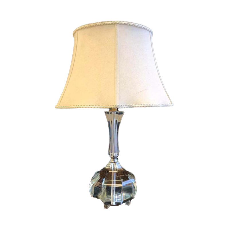 1 Bulb Bedroom Reading Light Modernism Grey Nightstand Lamp with Bell Fabric Shade