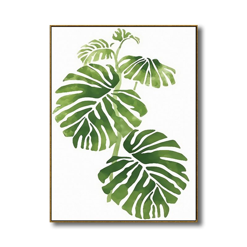 Drawing Print Plant Leaves Canvas Green Nordic Style Wall Art for Dining Room