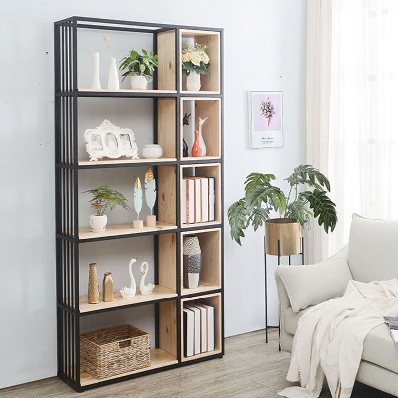 Modern Metal and Wooden Book Shelf Open Study Room Bookcase with Shelves