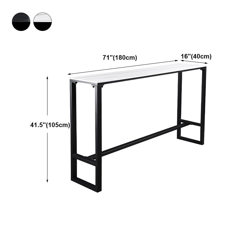 Industrial Rectangle Top Counter Table Stone Top 42-inch Height Table for Coffee Shop