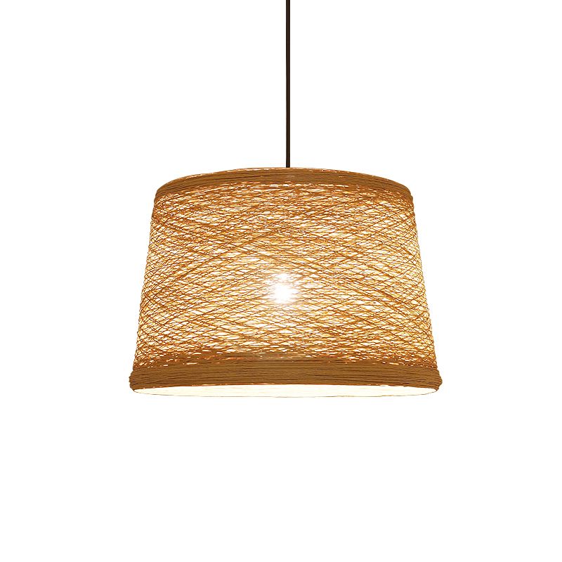 Tapered Ceiling Lighting Asian Style Flaxen 1-Light Restaurant Pendant Light Fixture