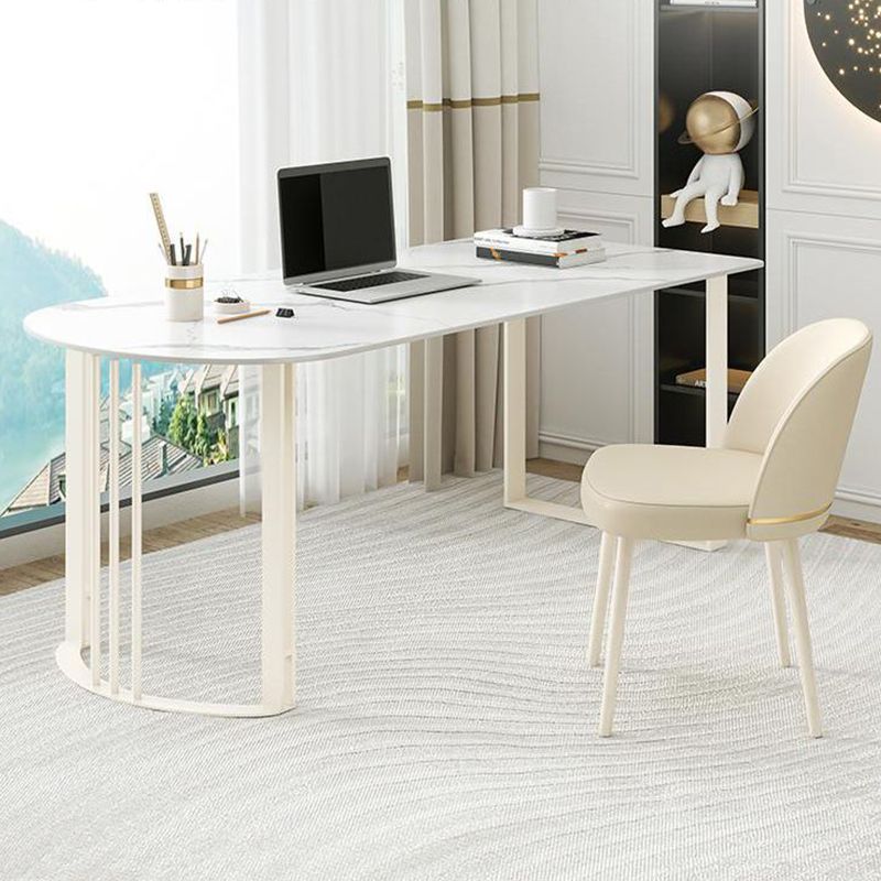 Modern Style Stone Writing Desk Irregular Shape Writing Table with 2-Legs for Home