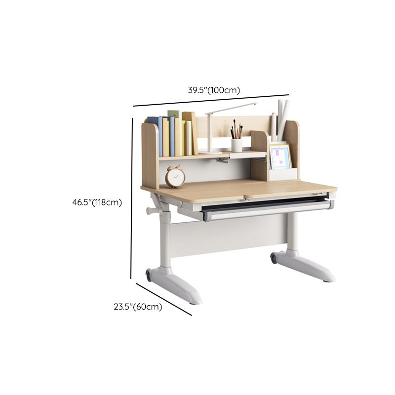 23" Wide Student Table Wood Storage Drawer Kids Desk with Casters