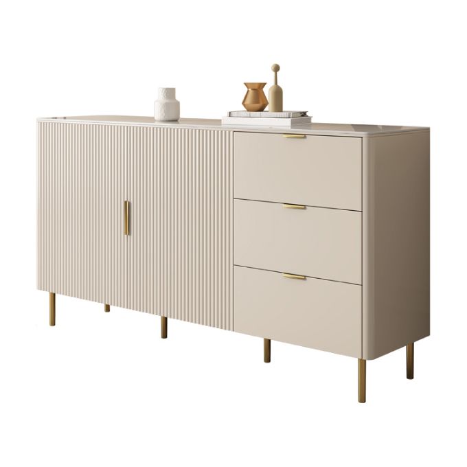 Glam Sideboard Cabinet Stone Sideboard Table with Drawers for Kitchen