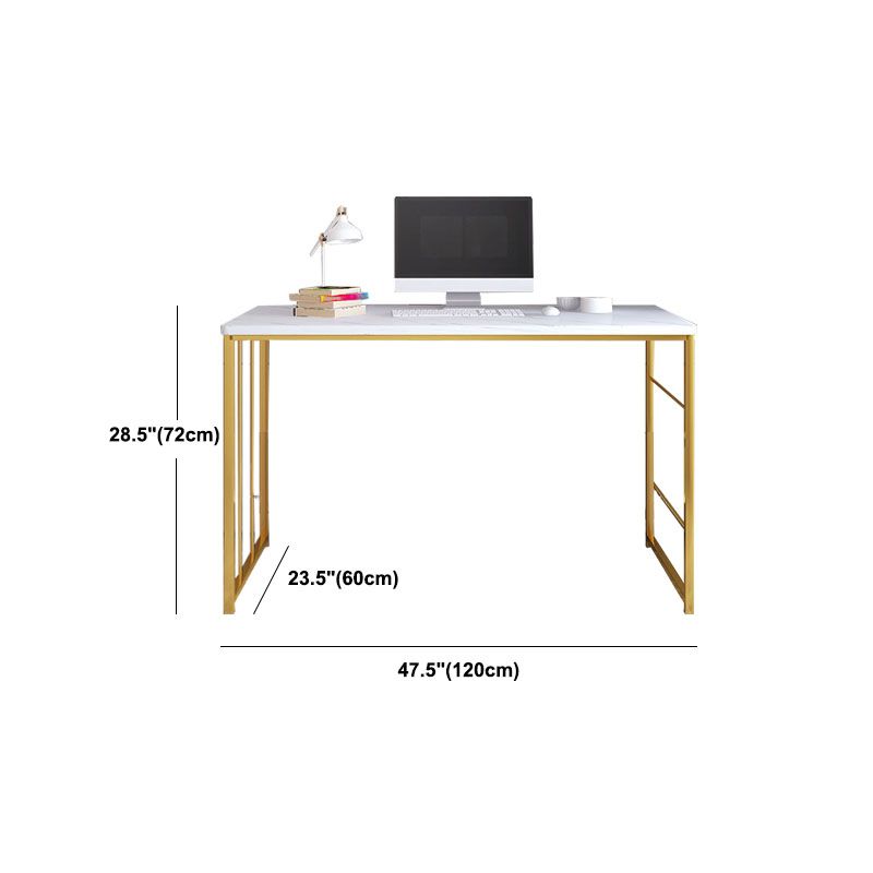 Glam Wooden Writing Desk Rectangular Office Desk With Metal Legs