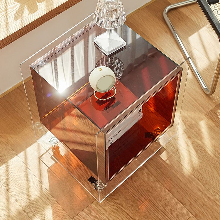 Square Acrylic Night Stand Open Storage Night Table for Bedroom