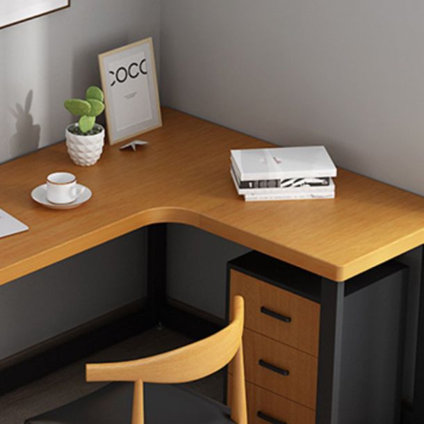 Solid Wood Writing Desk Industrial Style L-Shape Writing Desk for Home Office