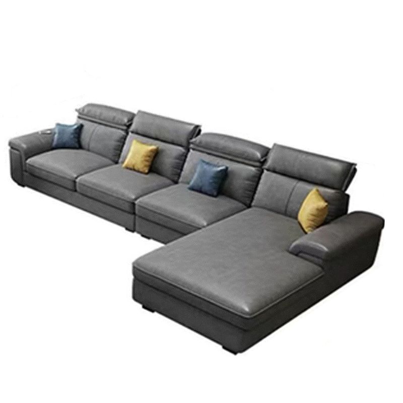 Contemporary Faux Leather Sofa Right Hand Facing Sectional for Apartment