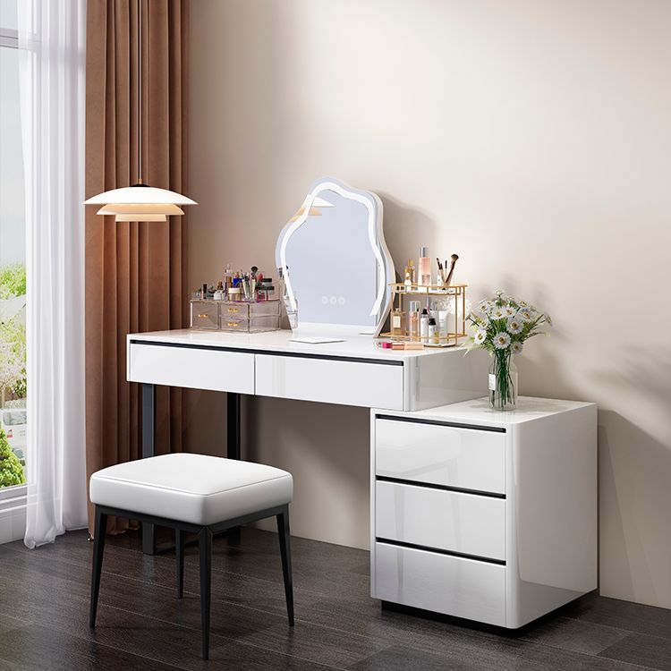 19.68" Wide Wood Vanity Set with Drawer Bright White Make-up Vanity