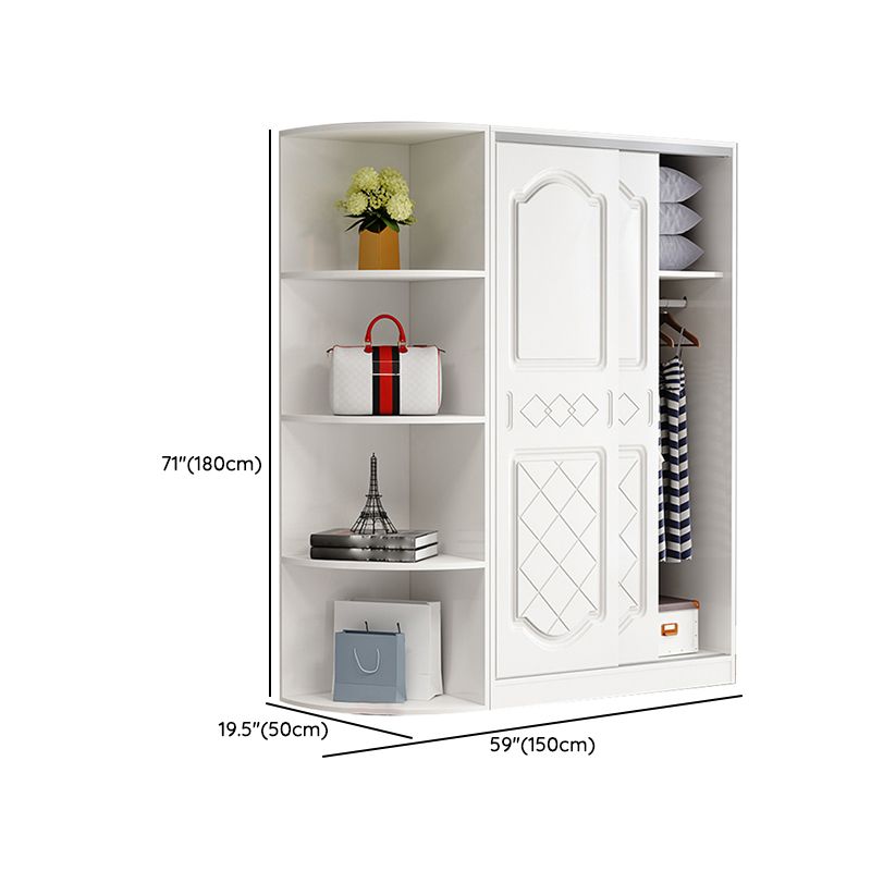 Contemporary White Coat Locker Solid Wood Closet with1 Sliding Door