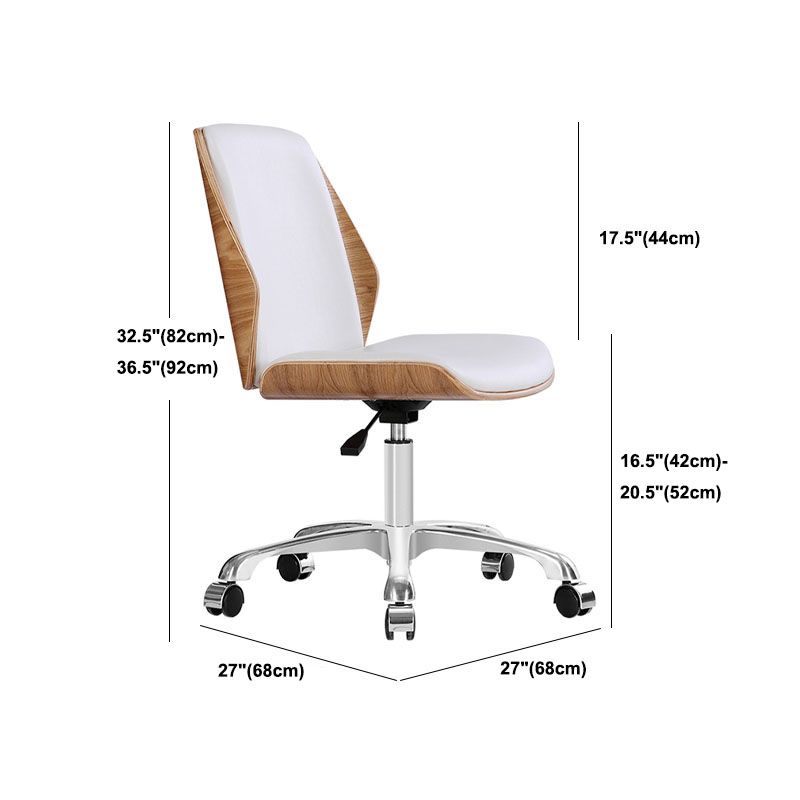 Faux Leather Office Chair Chrome Frame Armless Ergonomic Computer Desk Chair