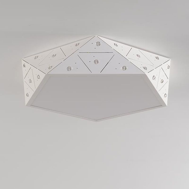 Modern Ceiling Lighting Geometric LED Flush Mount Fixture in White for Living Room