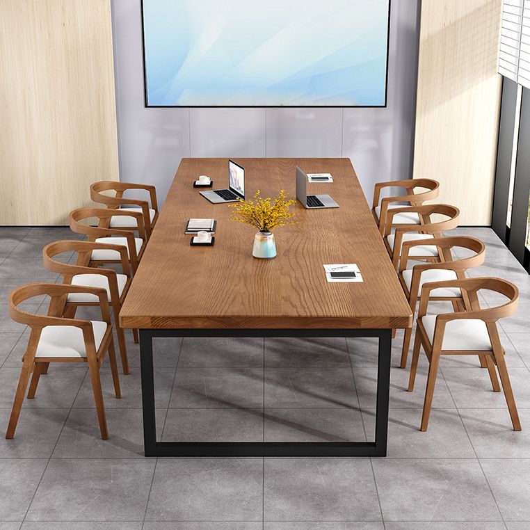 Rectangle Office Table Industrial Wood Color Fixed Table of Solid Wood