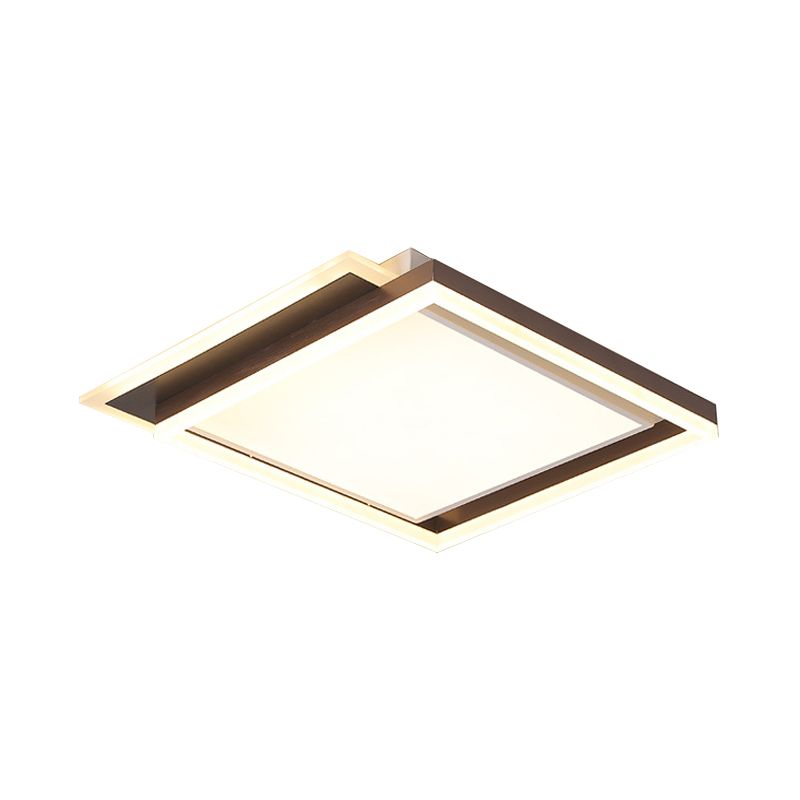 16 "/19,5" /35.5 " W Dormitorio Flush Light Modern Acrílico Marrón LED de iluminación de techo en luz cálida/blanca