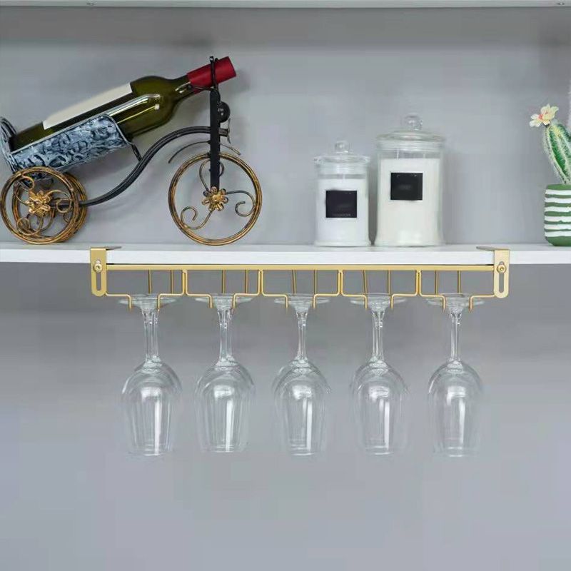 Contemporary Hanging Wine Glass Rack Stemware Holder for Kitchen