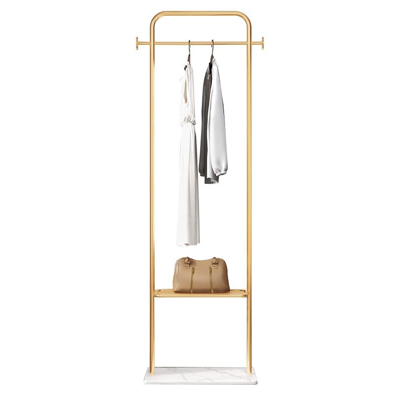 Entryway Hall Tree with Hooks and Shelf, Modern Metal Hall Stand in Gold