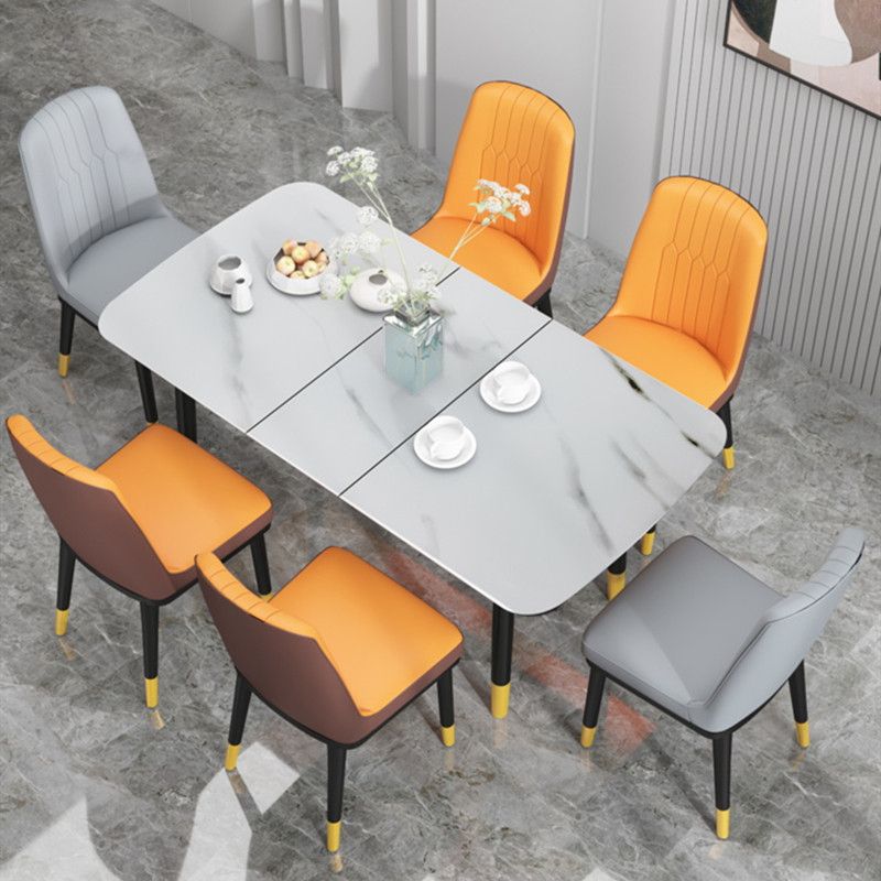 Modern Matte Finish PU Leather Side Chair Solid Back Home Dining Chair