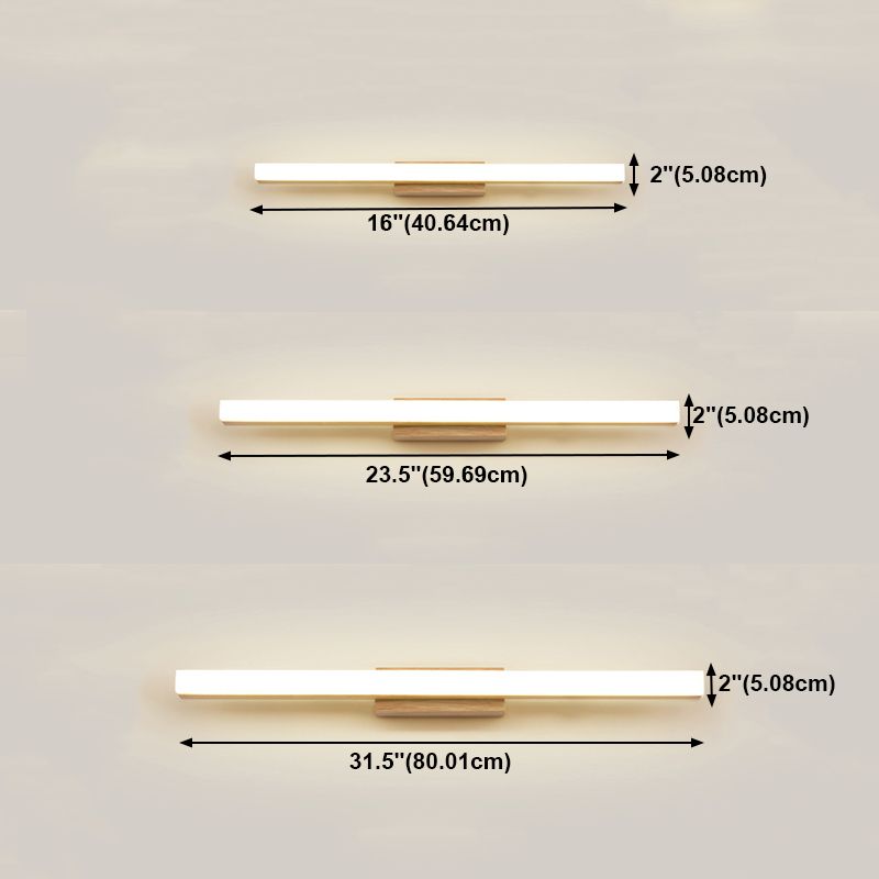 Forma lineal Medro de madera Dispare Estilo moderno 1 luz de espejo de luz Luz montada en marrón