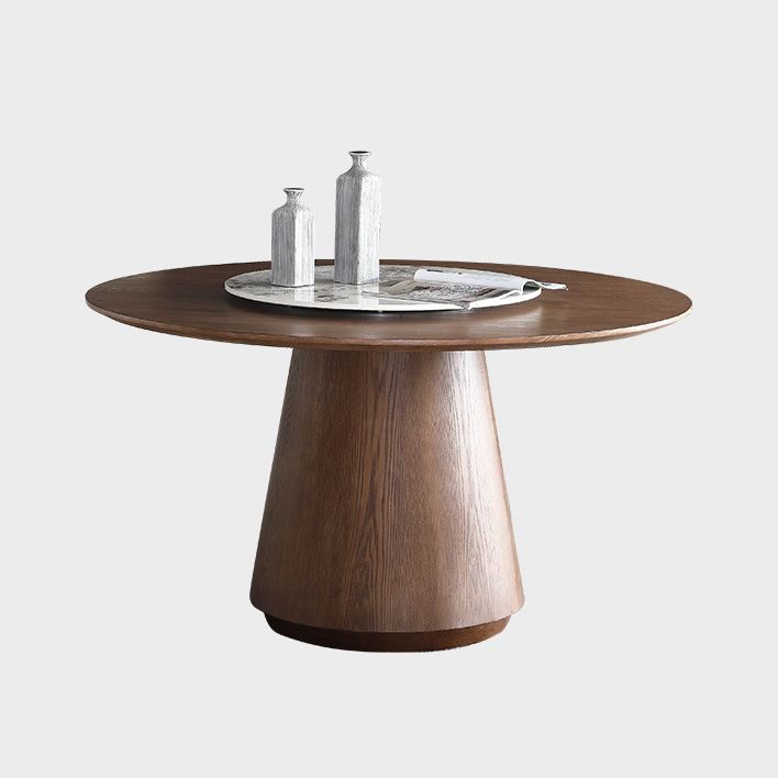 Solid Wood Dining Table Modern Round Dining Table with Pedestal Base