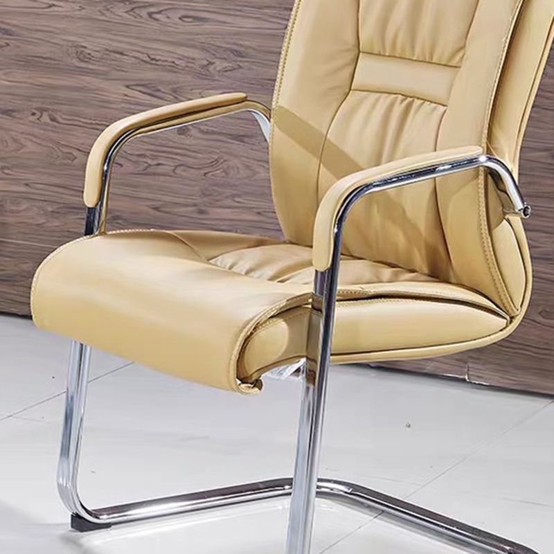 Modern Desk Chair Leather Computer Chair High-Back Chair No Wheels